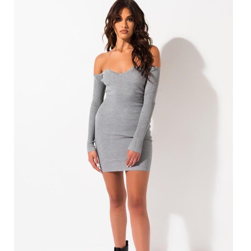Akira off shoulder bodycon knit sweater dress